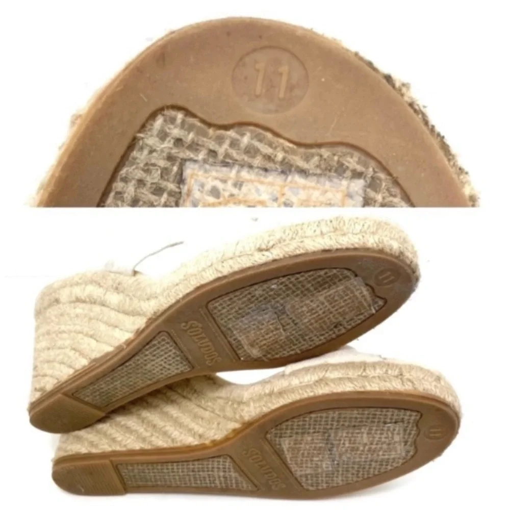 Soludos Knotted Wedge Espadrilles Mule Sandal in National White Size 11